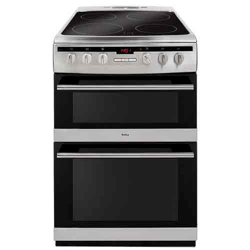 AFC6550SS 60cm freestanding electric double oven with ceramic hob 