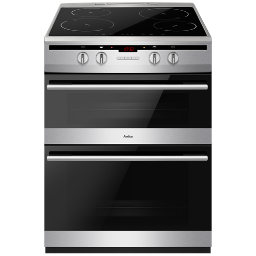 AFN6550SS 60cm freestanding electric double oven with induction hob