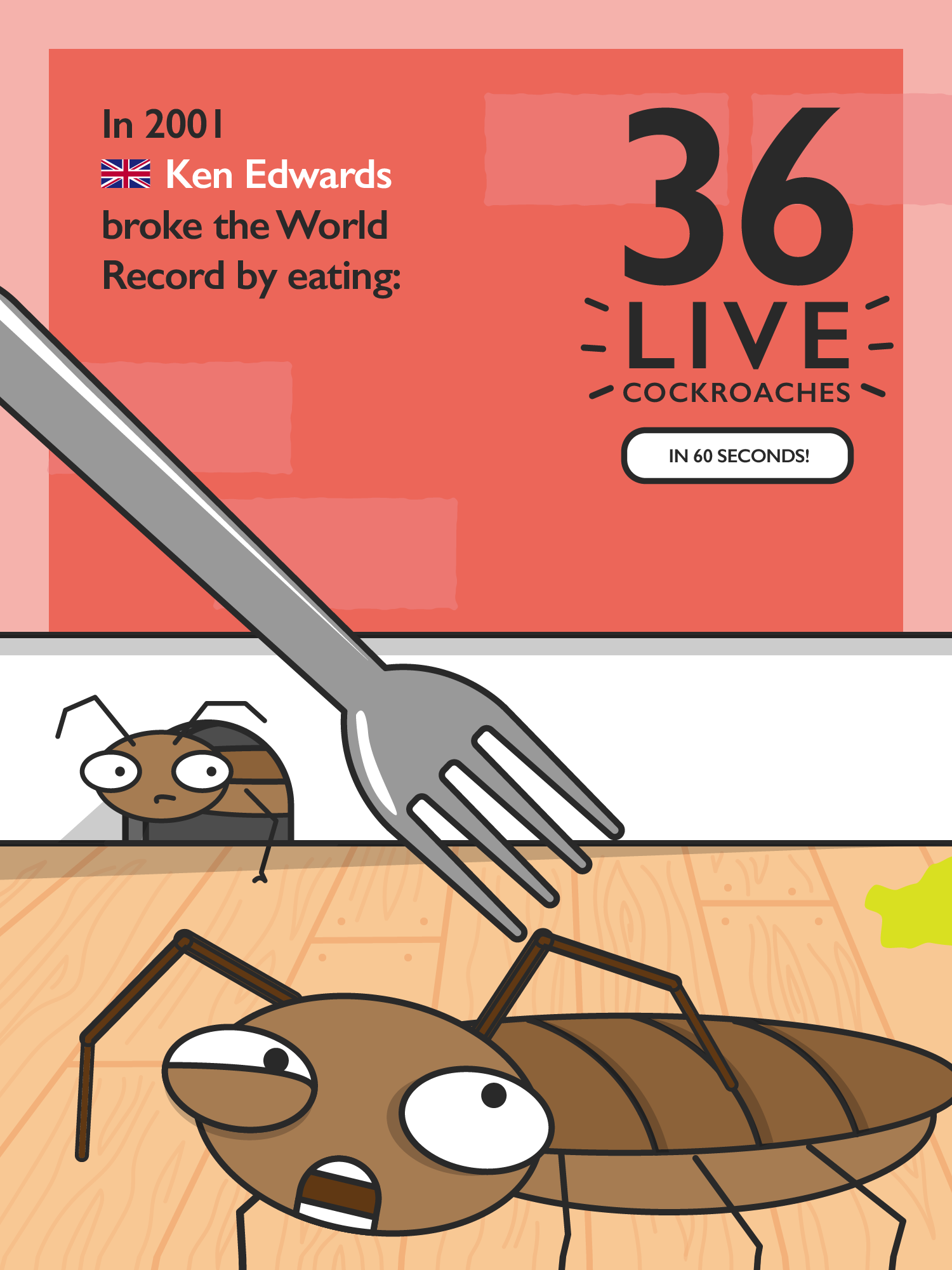 Ken Edwards - 36 Live Cockroaches in 60 Seconds